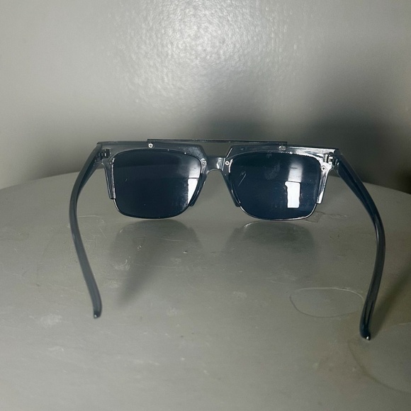 ASOS Futuristic Square Framed Gray/Blue Sunglasses - Picture 3 of 3